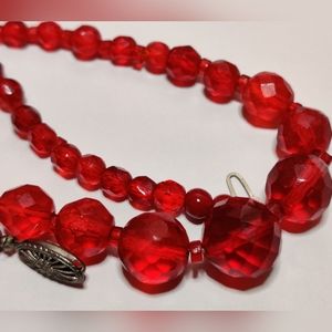 True Art Deco Czech Glass Faceted Firepolished Beads Necklace